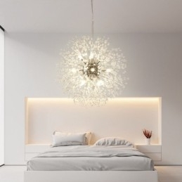 Designer Touch Decorative Firework Globe Dandelion Chrome Feature Crystal Metal Chandelier