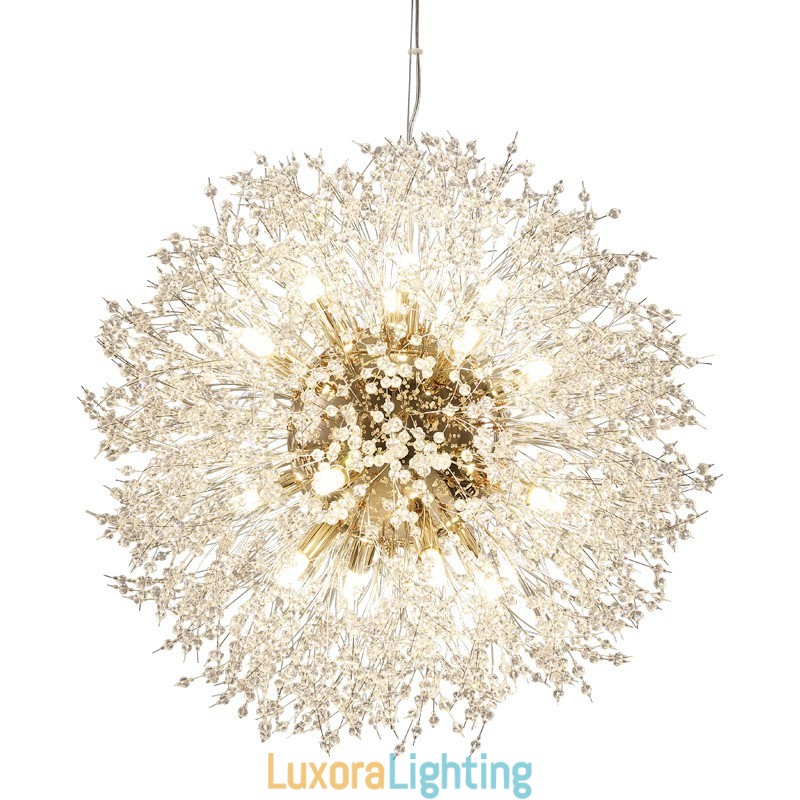 Designer Touch Decorative Firework Globe Dandelion Chrome Feature Crystal Metal Chandelier