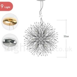 Designer Touch Decorative Firework Globe Dandelion Chrome Feature Crystal Metal Chandelier