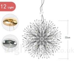 Designer Touch Decorative Firework Globe Dandelion Chrome Feature Crystal Metal Chandelier
