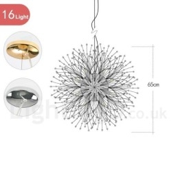 Designer Touch Decorative Firework Globe Dandelion Chrome Feature Crystal Metal Chandelier