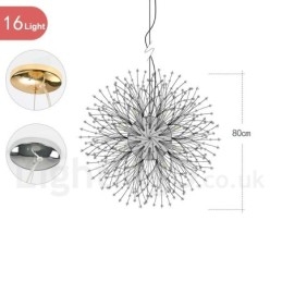 Designer Touch Decorative Firework Globe Dandelion Chrome Feature Crystal Metal Chandelier