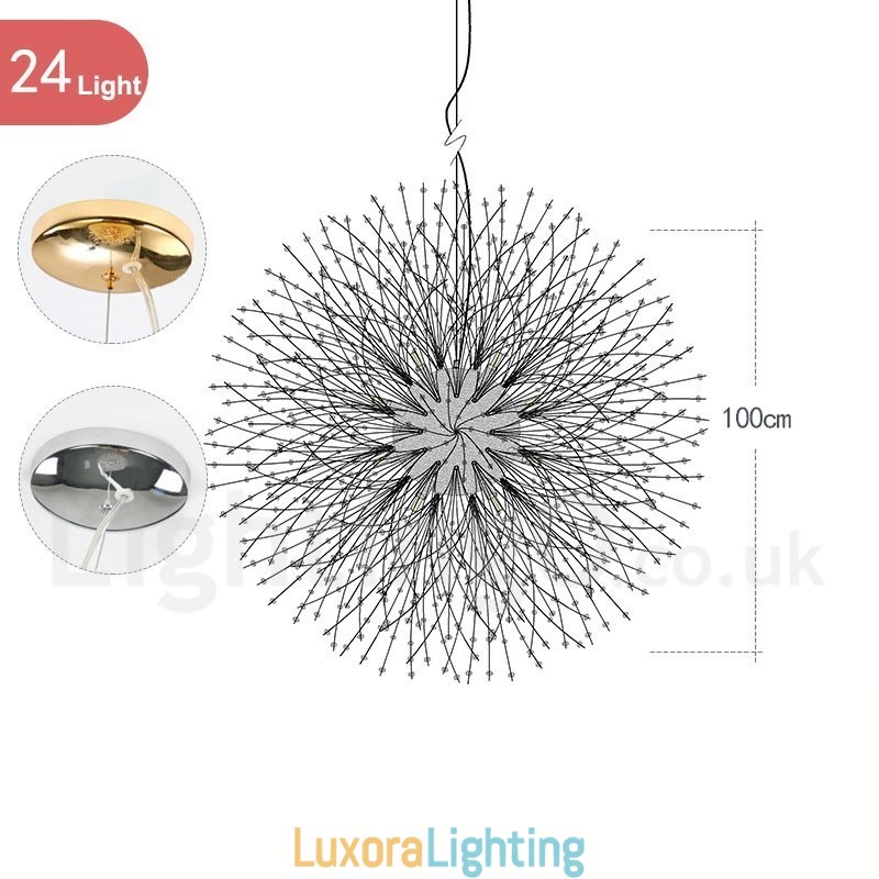 Designer Touch Decorative Firework Globe Dandelion Chrome Feature Crystal Metal Chandelier