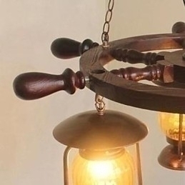 Designer Touch Decorative Retro Painting Wood Bamboo Chandelier