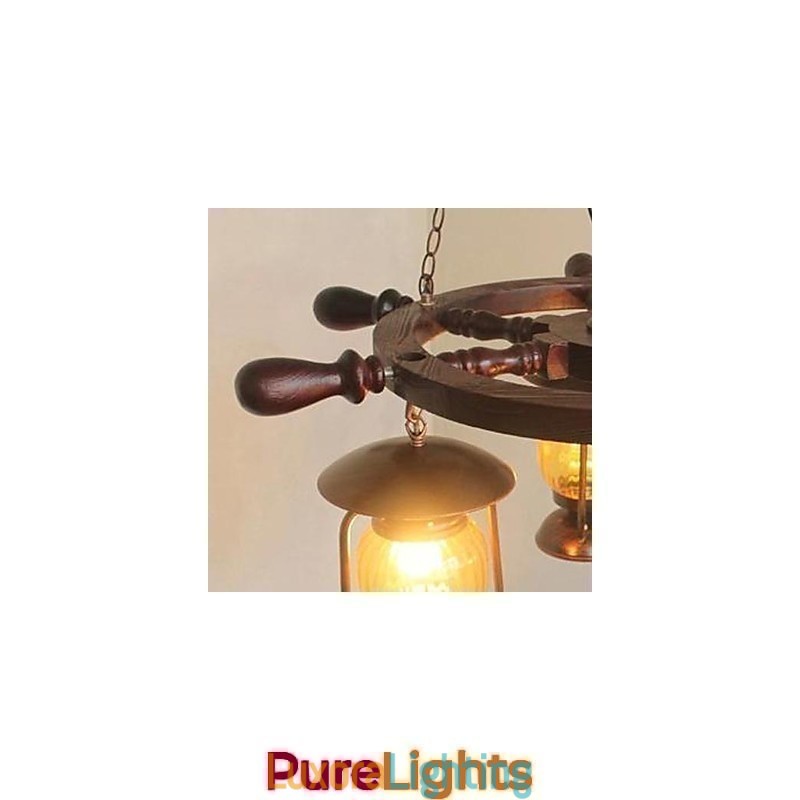 Designer Touch Decorative Retro Painting Wood Bamboo Chandelier