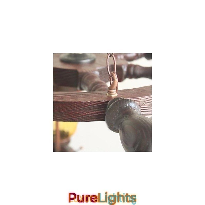 Designer Touch Decorative Retro Painting Wood Bamboo Chandelier