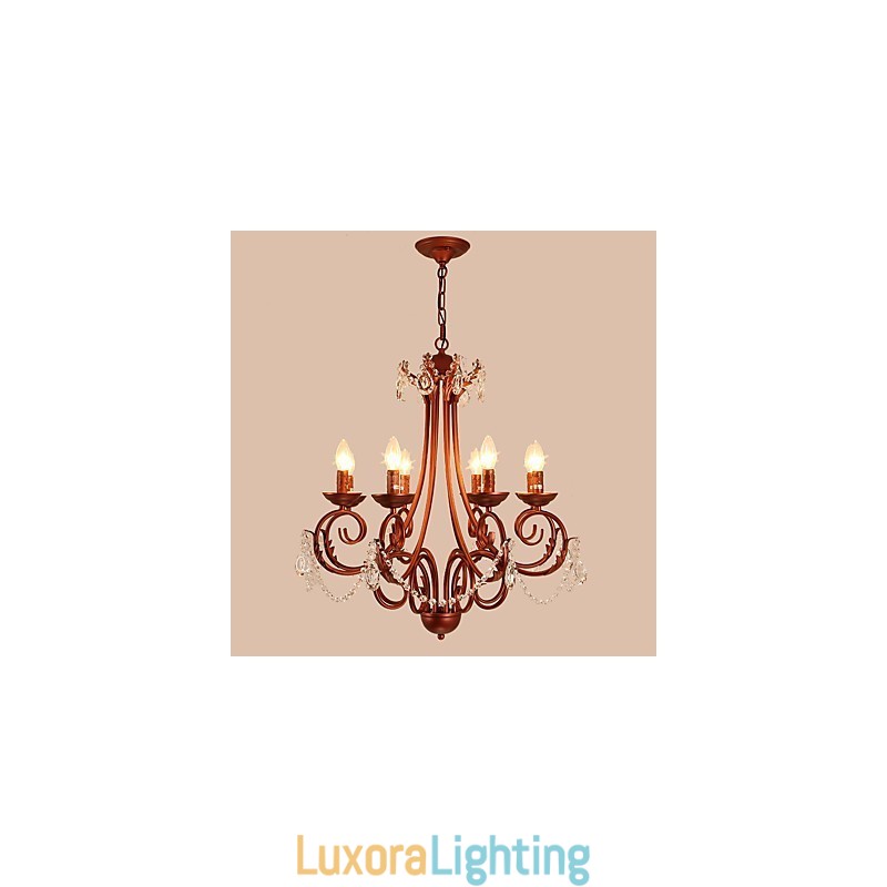 Designer Touch Decorative 8 Lights Chandelier Modern Contemporary Traditional Lodge Vintage Retro Country Painting Feature for Crystal Metal