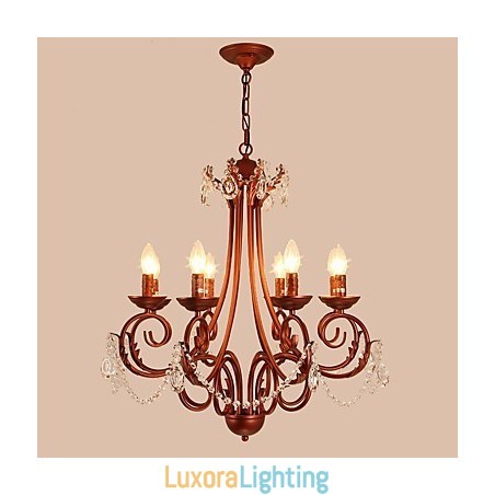 Designer Touch Decorative 8 Lights Chandelier Modern Contemporary Traditional Lodge Vintage Retro Country Painting Feature for Crystal Metal