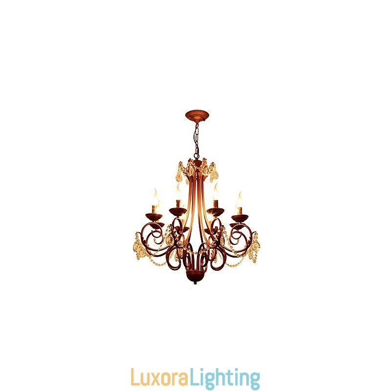 Designer Touch Decorative 8 Lights Chandelier Modern Contemporary Traditional Lodge Vintage Retro Country Painting Feature for Crystal Metal