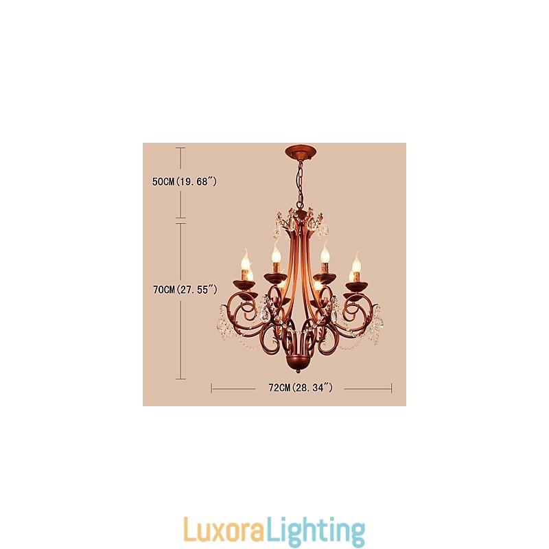 Designer Touch Decorative 8 Lights Chandelier Modern Contemporary Traditional Lodge Vintage Retro Country Painting Feature for Crystal Metal