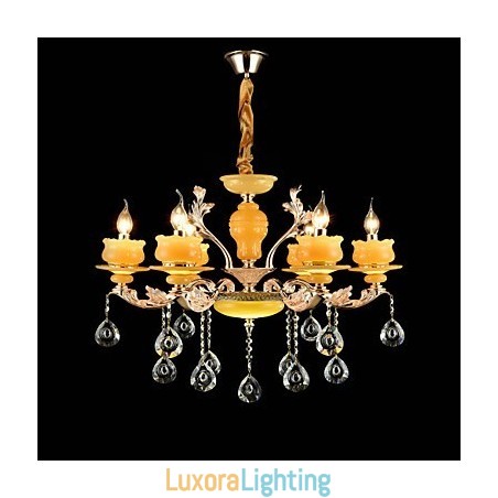 Designer Touch Decorative Traditional Classic Zinc Alloy Feature for Crystal Mini Style Metal 6 Bulbs Chandelier