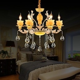 Designer Touch Decorative Traditional Classic Zinc Alloy Feature for Crystal Mini Style Metal 6 Bulbs Chandelier