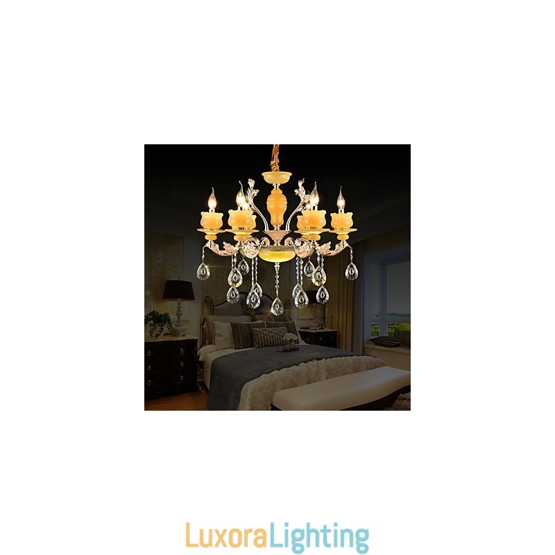 Designer Touch Decorative Traditional Classic Zinc Alloy Feature for Crystal Mini Style Metal 6 Bulbs Chandelier