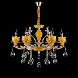 Designer Touch Decorative Traditional Classic Zinc Alloy Feature for Crystal Mini Style Metal 6 Bulbs Chandelier