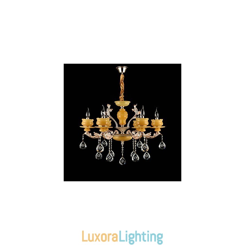 Designer Touch Decorative Traditional Classic Zinc Alloy Feature for Crystal Mini Style Metal 6 Bulbs Chandelier