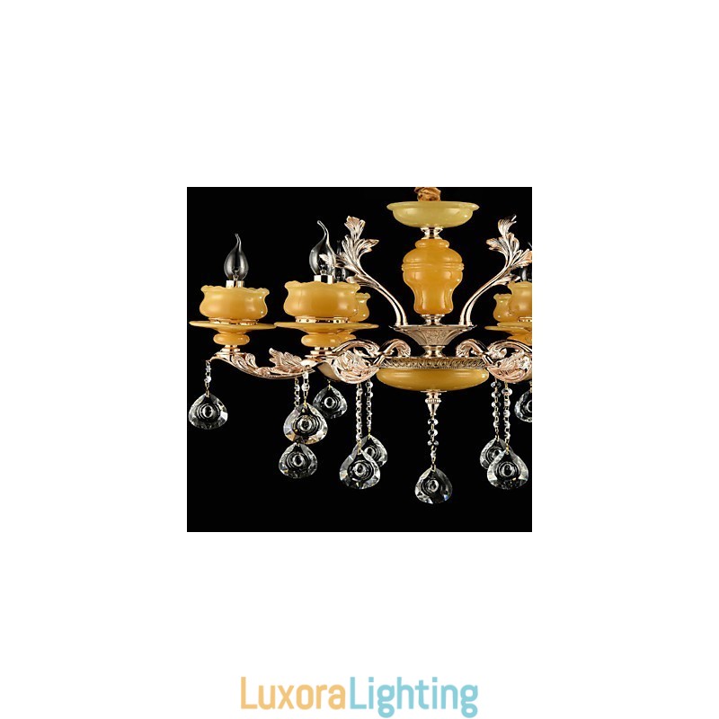 Designer Touch Decorative Traditional Classic Zinc Alloy Feature for Crystal Mini Style Metal 6 Bulbs Chandelier