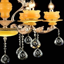 Designer Touch Decorative Traditional Classic Zinc Alloy Feature for Crystal Mini Style Metal 6 Bulbs Chandelier
