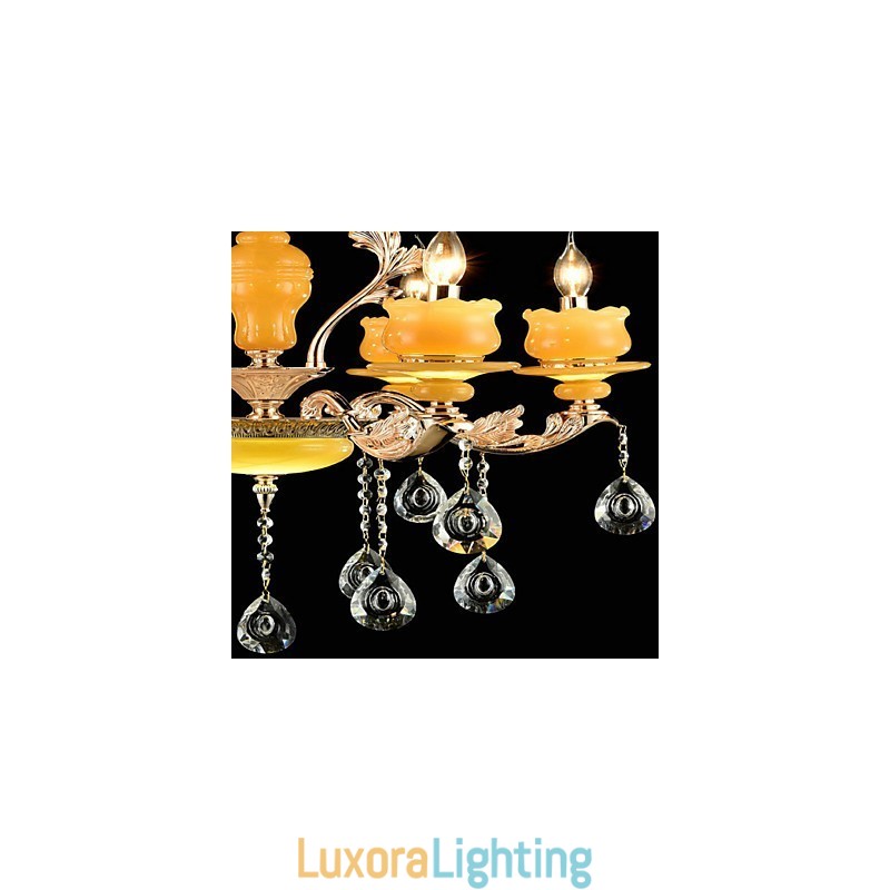 Designer Touch Decorative Traditional Classic Zinc Alloy Feature for Crystal Mini Style Metal 6 Bulbs Chandelier