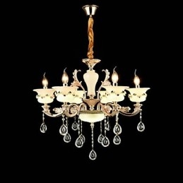 Designer Touch Decorative Traditional Classic Zinc Alloy Feature for Crystal Mini Style Metal 6 Bulbs Chandelier