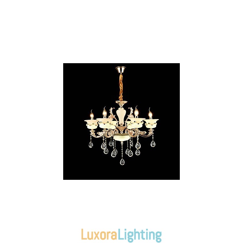 Designer Touch Decorative Traditional Classic Zinc Alloy Feature for Crystal Mini Style Metal 6 Bulbs Chandelier