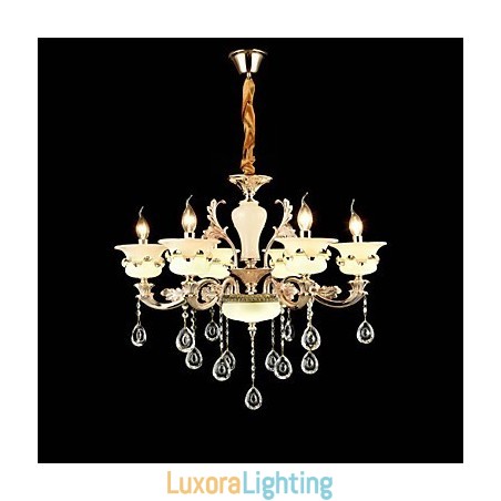 Designer Touch Decorative Traditional Classic Zinc Alloy Feature for Crystal Mini Style Metal 6 Bulbs Chandelier