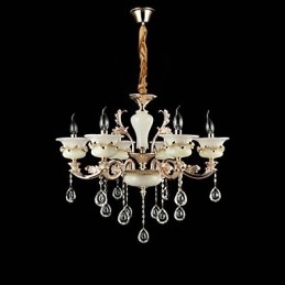 Designer Touch Decorative Traditional Classic Zinc Alloy Feature for Crystal Mini Style Metal 6 Bulbs Chandelier