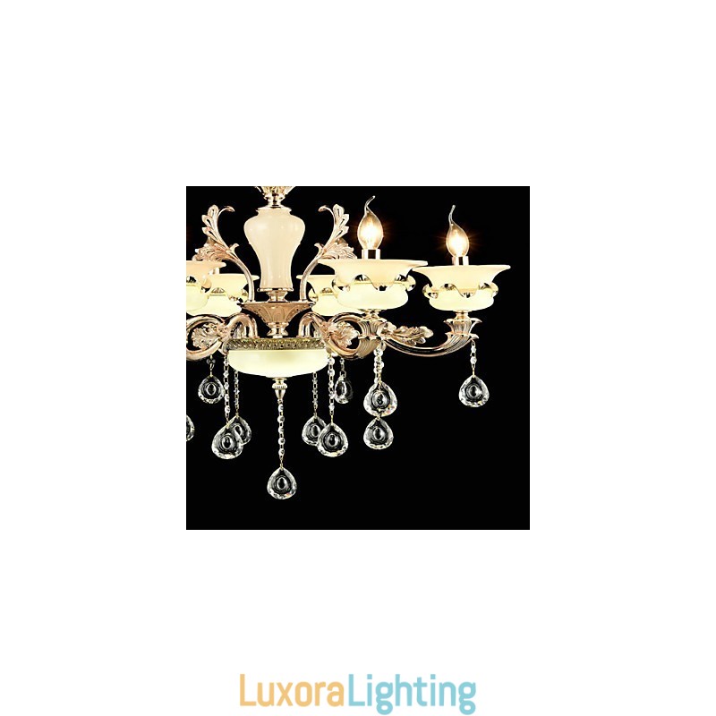 Designer Touch Decorative Traditional Classic Zinc Alloy Feature for Crystal Mini Style Metal 6 Bulbs Chandelier