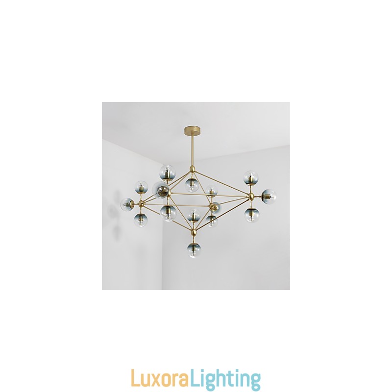 Designer Touch Decorative Fifteen Light Post Modern Europe Style Modo Metal Glass Pendant Lamp the Foyer Decorate Industrial Chandelier Lamp