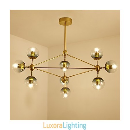 Designer Touch Decorative Ten Light Post Modern Europe Style Modo Metal Glass Pendant Lamp the Foyer Decorate Industrial Chandelier Lamp