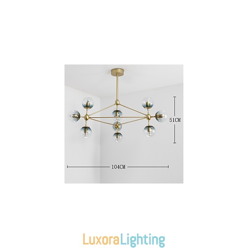 Designer Touch Decorative Ten Light Post Modern Europe Style Modo Metal Glass Pendant Lamp the Foyer Decorate Industrial Chandelier Lamp