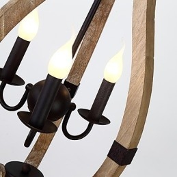 Designer Touch Decorative Three Light Vintage Painting Feature Mini Style Wood Bamboo Chandelier Lamp the Decorate Pendant Lamp