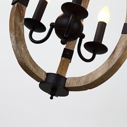 Designer Touch Decorative Three Light Vintage Painting Feature Mini Style Wood Bamboo Chandelier Lamp the Decorate Pendant Lamp