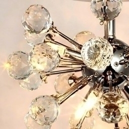 Designer Touch Decorative Modern Contemporary Crystal Mini Style Chrome Metal Chandelier Flush Mount