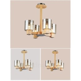Designer Touch Decorative 4 Light Wood Modern Contemporary Nordic style Chandelier with Glass Shade