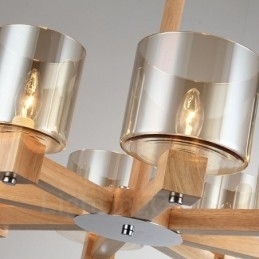 Designer Touch Decorative 8 Light Wood Modern Contemporary Nordic style Chandelier with Glass Shade