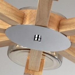 Designer Touch Decorative 8 Light Wood Modern Contemporary Nordic style Chandelier with Glass Shade