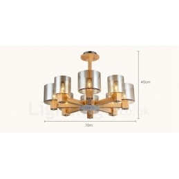 Designer Touch Decorative 8 Light Wood Modern Contemporary Nordic style Chandelier with Glass Shade