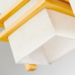 Designer Touch Decorative 1 Light Wood Retro Vintage Pendant Light with Fabric Shade