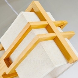 Designer Touch Decorative 2 Light Wood Retro Vintage Pendant Light with Fabric Shade