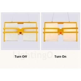 Designer Touch Decorative 2 Light Wood Retro Vintage Pendant Light with Fabric Shade