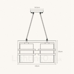 Designer Touch Decorative 2 Light Wood Retro Vintage Pendant Light with Fabric Shade