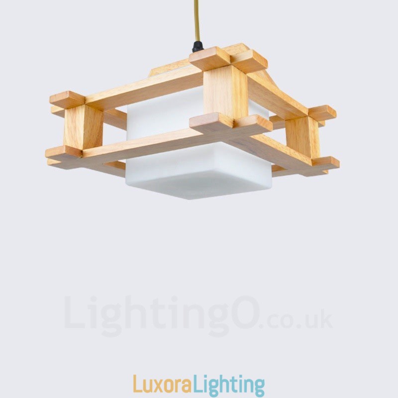 Designer Touch Decorative 1 Light Wood Modern Contemporary Nordic style Pendant Light with Glass Shade