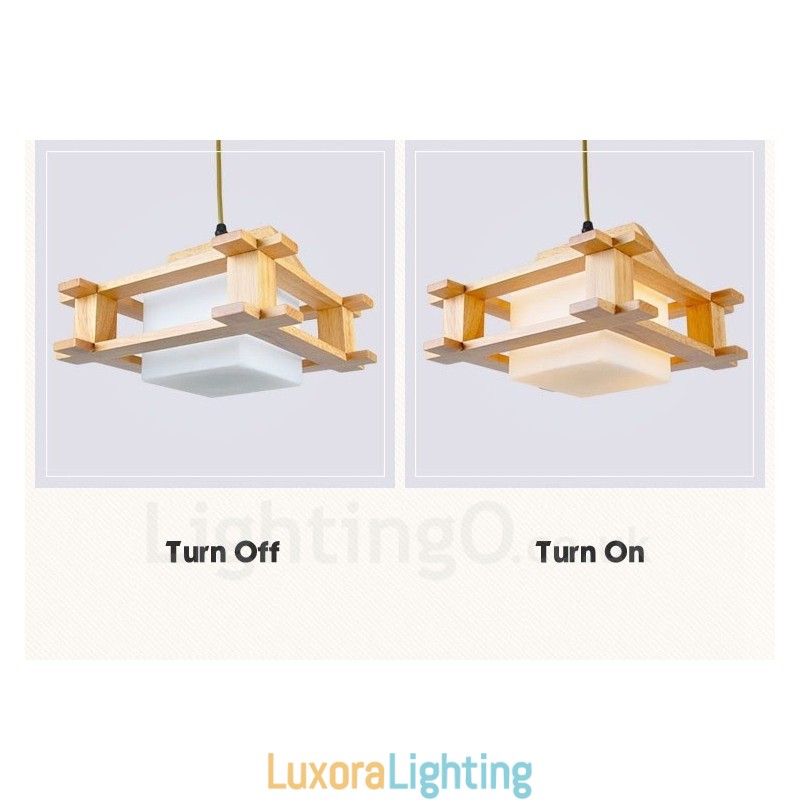 Designer Touch Decorative 1 Light Wood Modern Contemporary Nordic style Pendant Light with Glass Shade