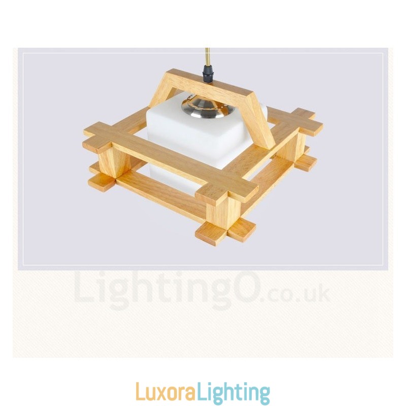 Designer Touch Decorative 1 Light Wood Modern Contemporary Nordic style Pendant Light with Glass Shade