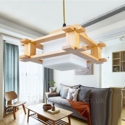 Designer Touch Decorative 1 Light Wood Modern Contemporary Nordic style Pendant Light with Glass Shade