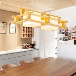 Designer Touch Decorative 2 Light Wood Modern Contemporary Nordic style Pendant Light with Glass Shade