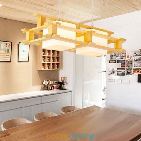 Designer Touch Decorative 2 Light Wood Modern Contemporary Nordic style Pendant Light with Glass Shade