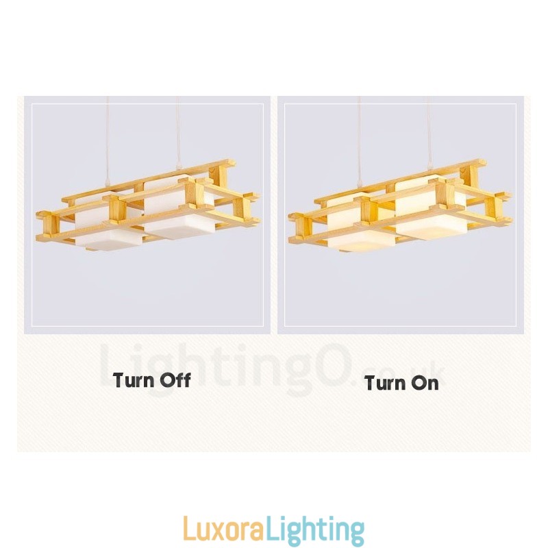 Designer Touch Decorative 2 Light Wood Modern Contemporary Nordic style Pendant Light with Glass Shade