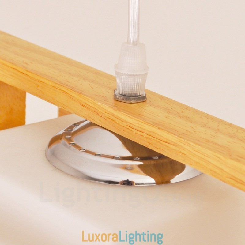 Designer Touch Decorative 2 Light Wood Modern Contemporary Nordic style Pendant Light with Glass Shade