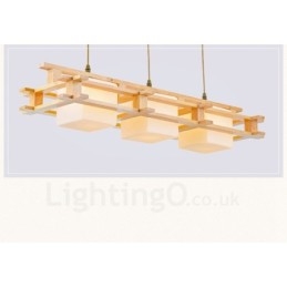 Designer Touch Decorative 3 Light Wood Modern Contemporary Nordic style Pendant Light with Glass Shade